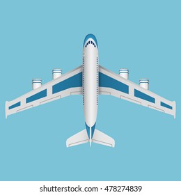 A vector airplane top view. Vector illustration.