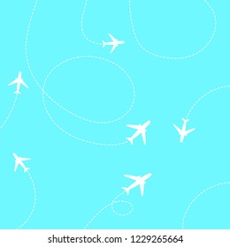 Vector Airplane with toute line. Travel illustration Vector illustration 