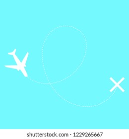 Vector Airplane with toute line. Travel illustration