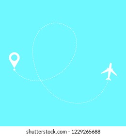 Vector Airplane with toute line. Travel illustration EPS10 