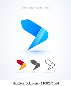 Vector airplane wing. Abstract material design, flat and line style. Origami paper