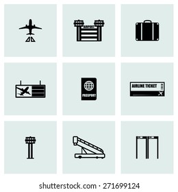 Vector Airport icon set on grey background