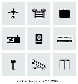 Vector Airport icon set on grey background