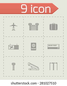 Vector Airport icon set on grey background