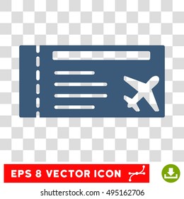 Vector Airticket EPS vector icon. Illustration style is flat iconic blue symbol on a transparent background.
