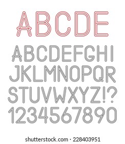 Vector airy alphabet letters, numbers and punctuation marks