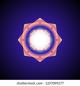 vector airy orange transparent ornament design abstract decoration mandala sacred geometry illustration isolated on dark background  
