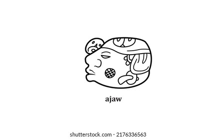 vector ajaw (lord) mayan symbol hieroglypic illustration icon