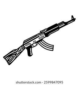Vector AK-47 Illustration Flash Tattoo Isolated