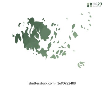 Vector of Aland Islands map green polygon triangle mosaic with white background. style gradient.