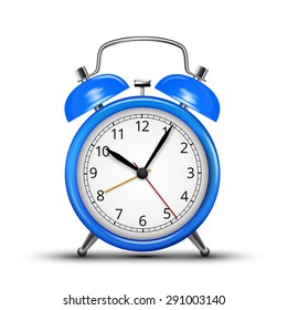 Vector Alarm Clock Classic Blue Colored Design. Vector illustration