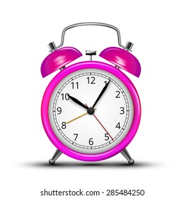 Vector Alarm Clock Classic Violet Colored Design. Vector illustration