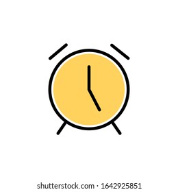 Vector alarm clock filled outline icon illustration isolated on white background