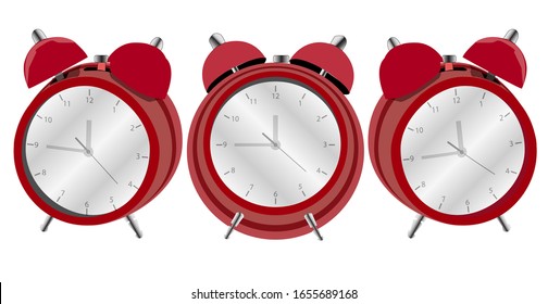 vector alarm clock with front-facing and right-left side