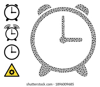 Vector alarm clock icon covid mosaic. Alarm clock mosaic is created of little covid virulent elements. Image is done for doctor purposes.