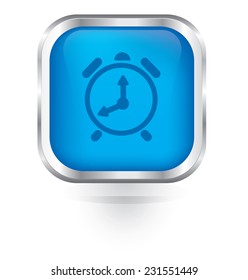 Vector alarm clock icon glossy button 
