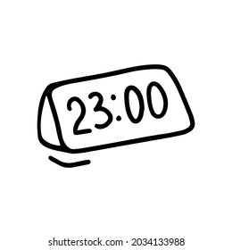Vector alarm clock isolated on white background. Back to school icon for education, seasonal design, textile, decoration kids playroom, school, office. Hand drawn art and doodle. Adult coloring page.
