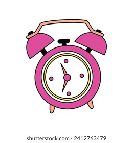 Vector alarm clock ringing isolated on white.