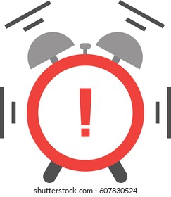 Vector of an alarm clock shaking and ringing include red exclamation mark.