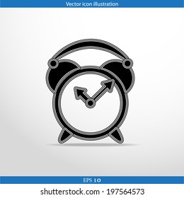 Vector alarm clock web flat icon in circle
