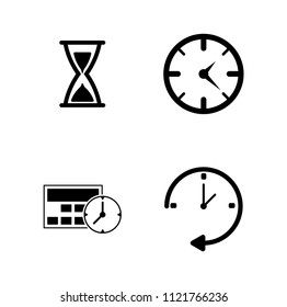 Vector Alarm Time, Clock And Watch Icons Set - Timer Interface. Calendar Date Concept