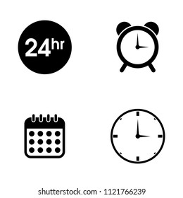 Vector Alarm Time, Clock And Watch Icons Set - Timer Interface. Calendar Date Concept