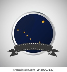 Vector Alaska Round Flag Banner Vector Illustration