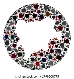 Vector Albacete Province map collage of SARS virus. Infection attacks the quarantine territory from external zone. Stencils circle Albacete Province map collage designed with infection items.