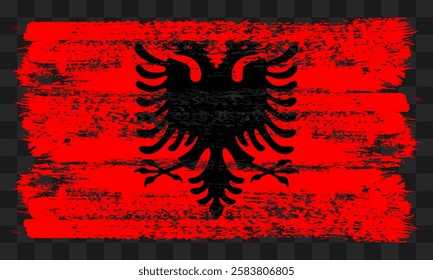 Vector Albania flag in grunge style on transparent background