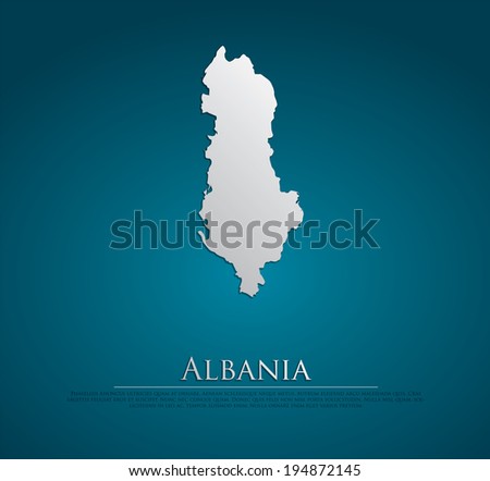 vector Albania Map card paper on blue background, high detailed