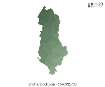 Vector of Albania map green polygon triangle mosaic with white background. style gradient.