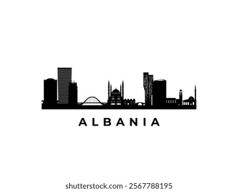 Vector Albania skyline. Travel Albania famous landmarks. Business and tourism concept for presentation, banner, web site.