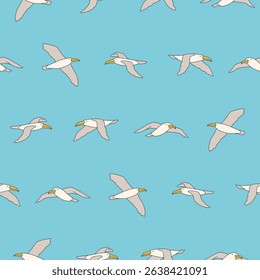 Vector Albatross Seamless Pattern Background for Print Fabric Surface Fashion Wrapping