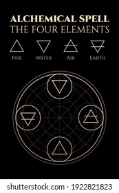 vector alchemical circle of basic elements