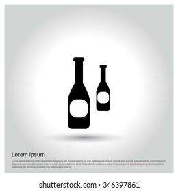 Vector alcohol bottle Icons. decorative Pictogram for Christmas. Flat Xmas Icon