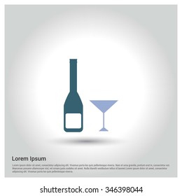 Vector alcohol bottle Icons. decorative Pictogram for Christmas. Flat Xmas Icon