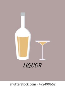 Vector alcohol bottle liquor icon stock illustration.