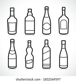 Vector alcohol bottles icons set