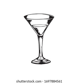 Vector alcohol cocktail martini. Hand drawn. Isolated element for summer menu, invitations, vacation design.