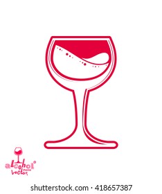 Vector goblet,?? alcohol drink theme illustration. Elegant wineglass isolated on white, winery emblem, holiday design element.