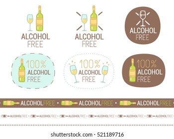 vector alcohol free sign set