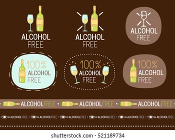 vector alcohol free sign set