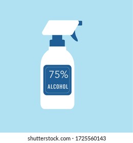 Vector alcohol liquid, pump spray bottle for medical disinfection, antiseptic, 95% ethanol disinfectant solution, health care concept.