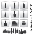 Vector alcoholic drinks icon. square gray set icons