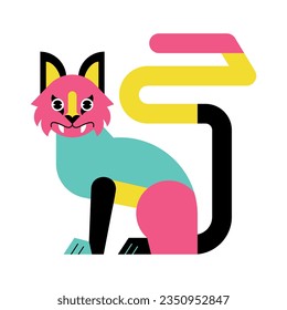 vector alebrije cat cartoon neon illustration isolated