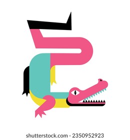 vector alebrije crocodile cartoon neon illustration isolated