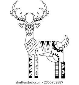 vector alebrije deer cartoon tribal illustration isolated