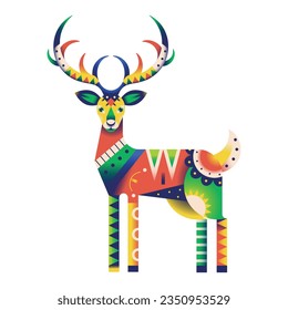 vector alebrije deer cartoon tribal illustration isolated