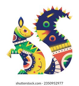 vector alebrije dog cartoon tribal illustration isolated