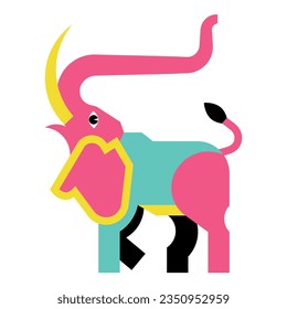 vector alebrije elephant cartoon neon illustration isolated